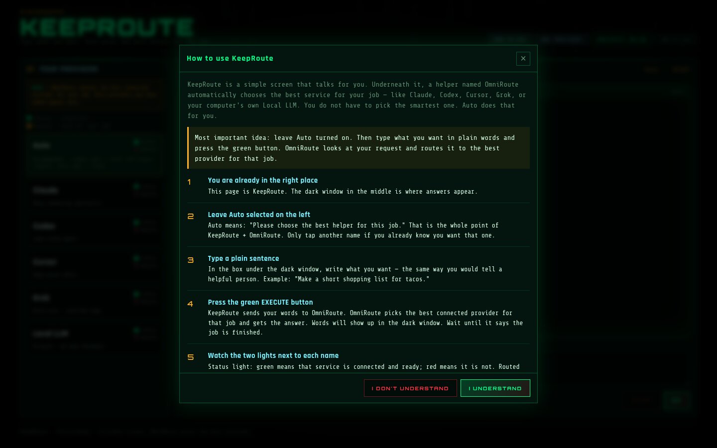 KeepRoute how to use guide overlay