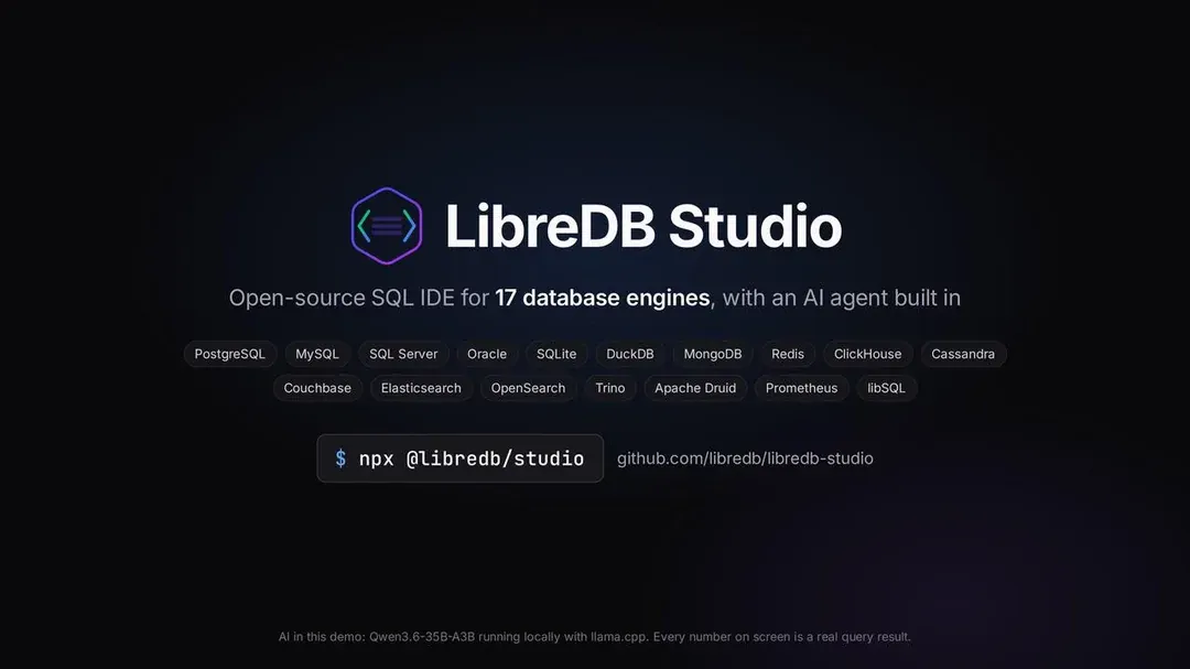 LibreDB Studio: open-source, free, self-hosted SQL IDE that runs in your browser, for 46 databases