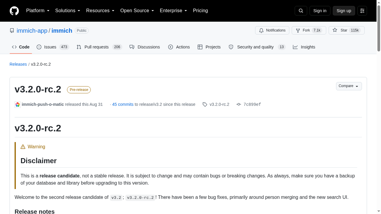 Immich v3.2.0-rc.2