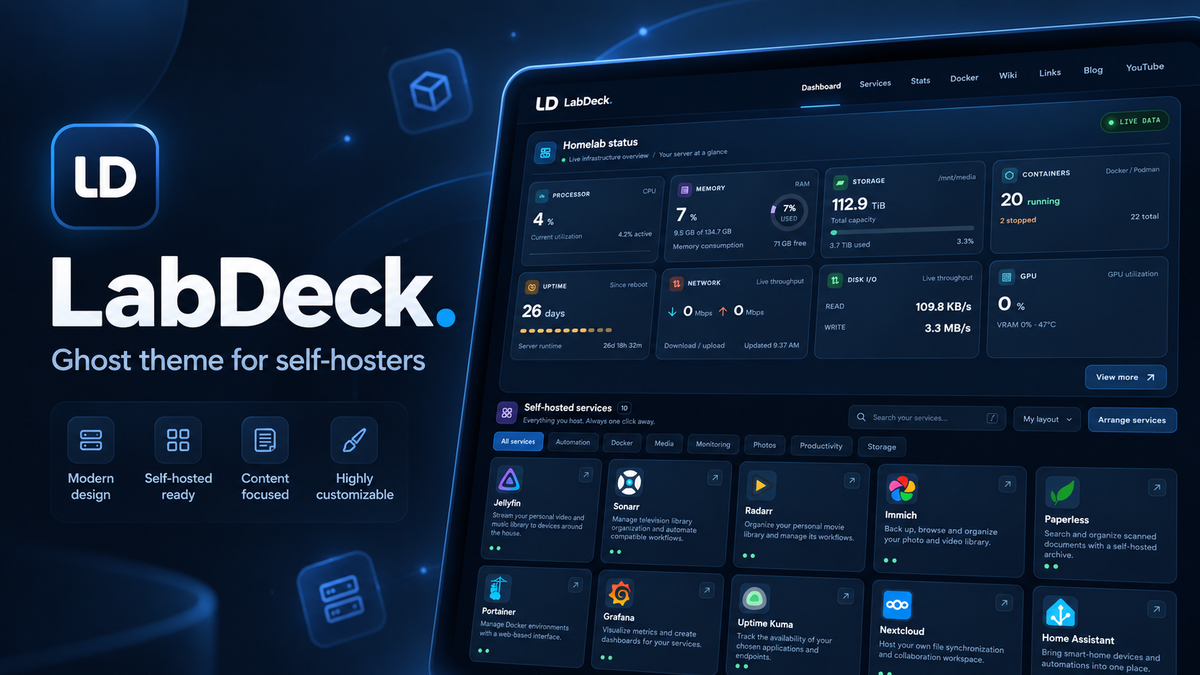 LabDeck: A Homelab Dashboard Theme for Ghost