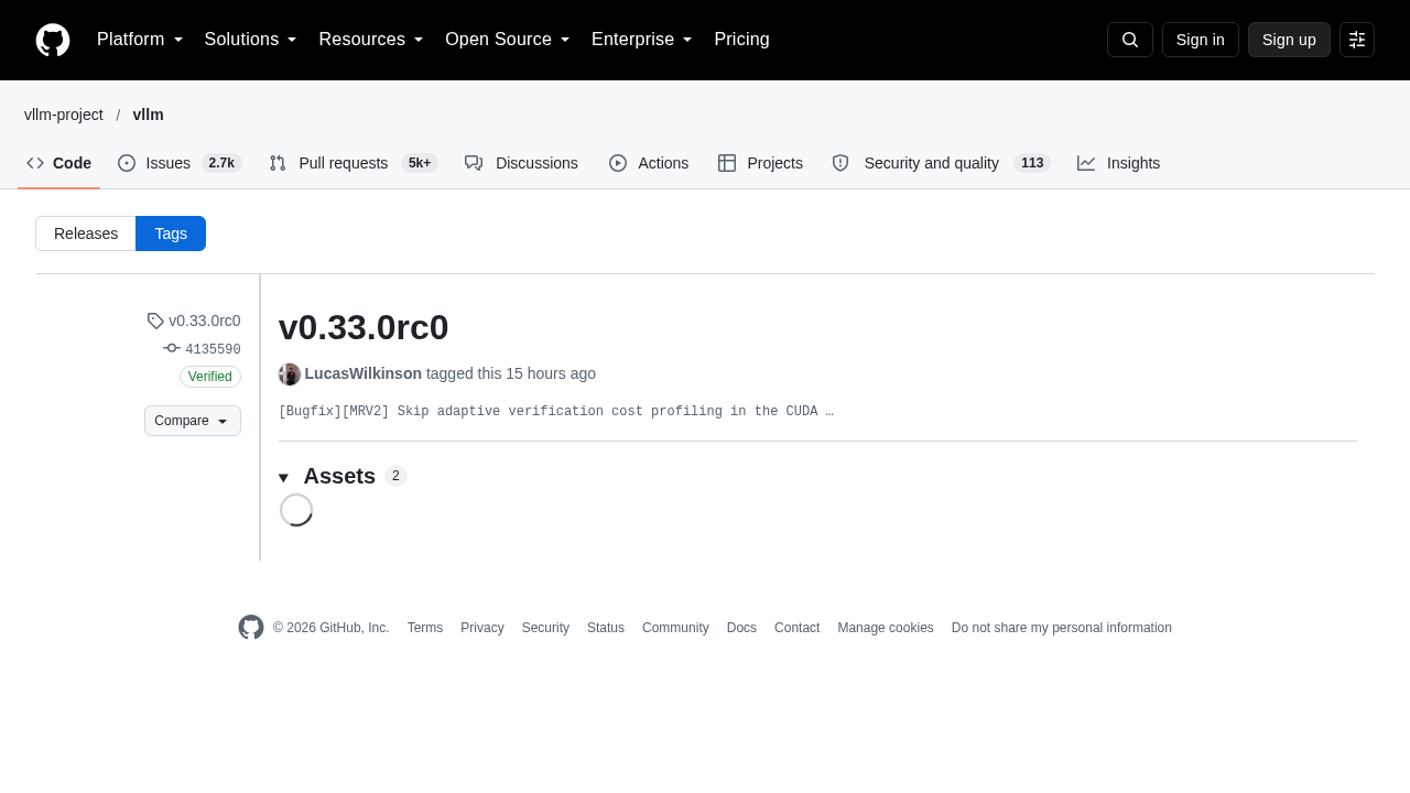 vLLM v0.33.0rc0