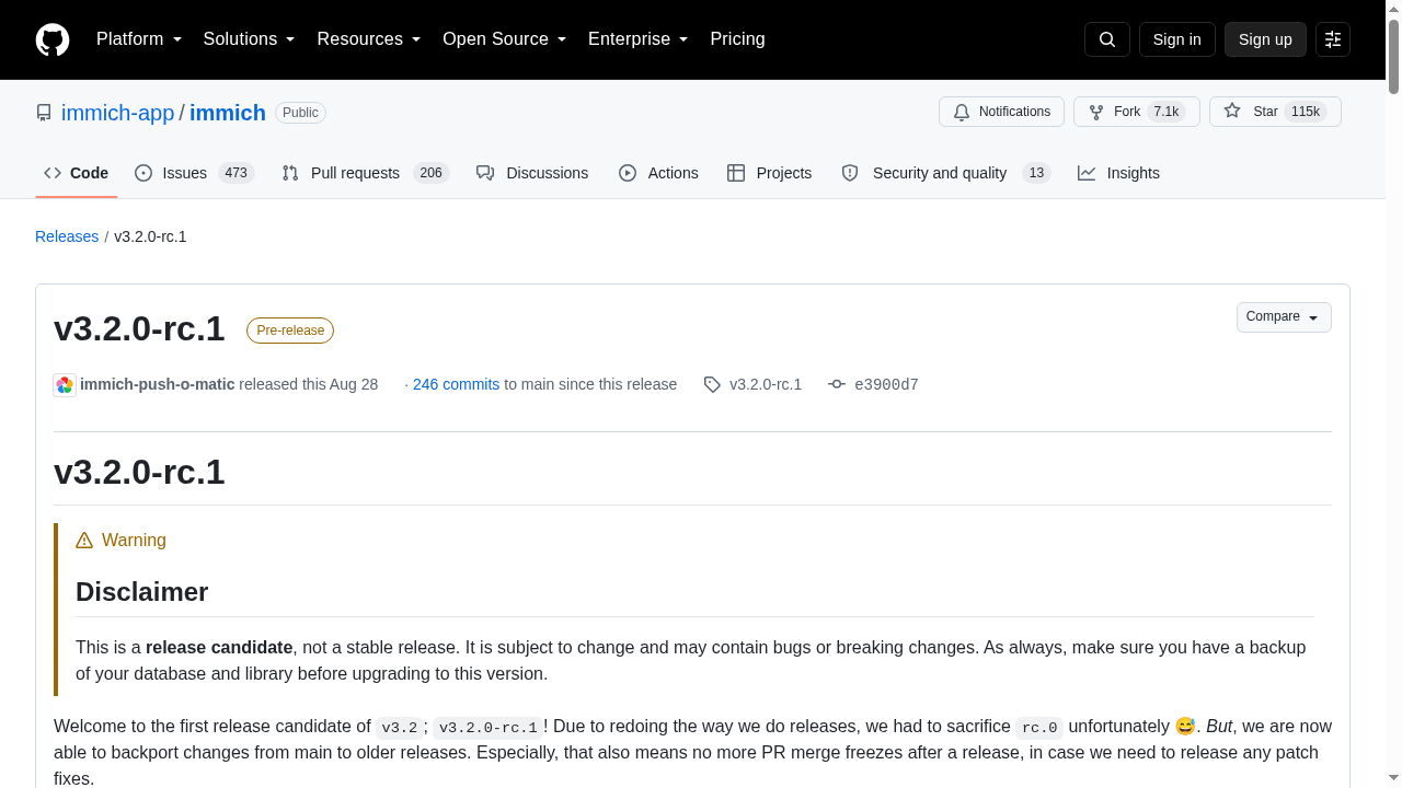 Immich v3.2.0-rc.1