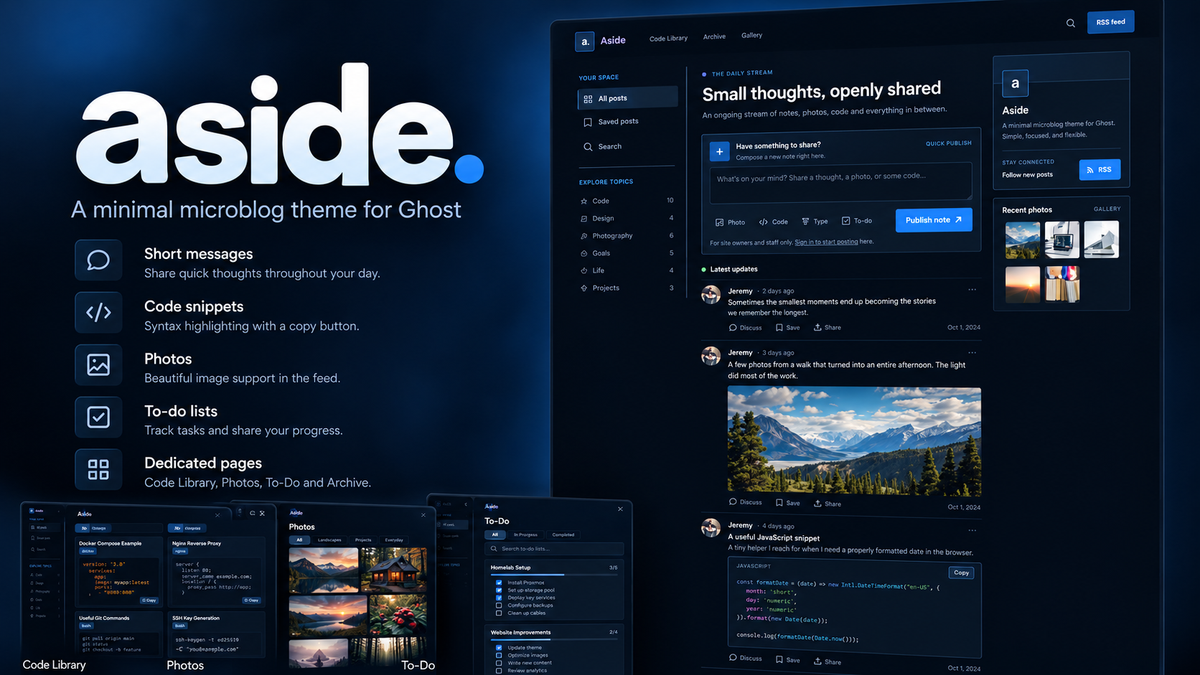 Aside: A Minimal Ghost Theme for Sharing More Than Just Words