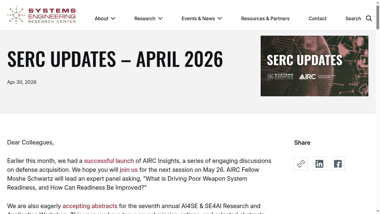 SERC Updates – April 2026