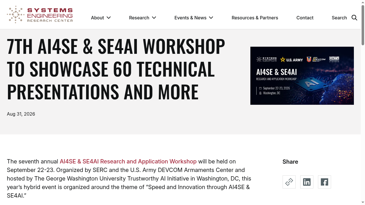 7th AI4SE & SE4AI Workshop to Showcase 60 Technical Presentations and More