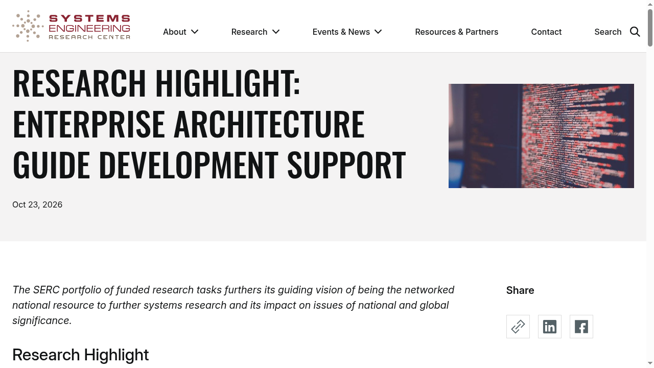 Research Highlight: Enterprise Architecture Guide Development Support